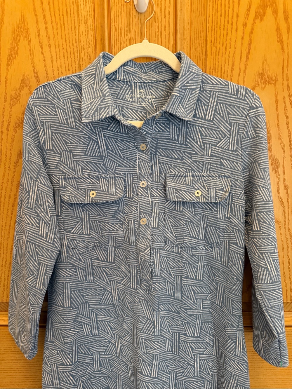 Southern Tide Blue Geometric Midi Shirt Dress - Picture 3 of 5
